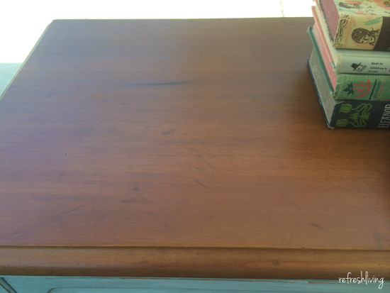 stained refinished dresser top