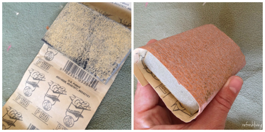 wrap a piece of sandpaper around a sanding block to reuse and change the grit