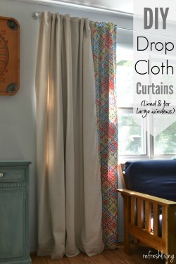 DIY Drop Cloth Curtains (modified for a large window) • Refresh Living