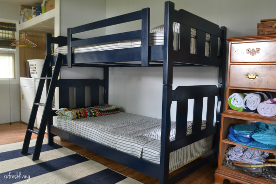 painted and fabric bunk beds