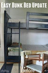 easily update an old bunk bed with paint and fabric | how to paint a bunk bed | how to repair a bunk bed