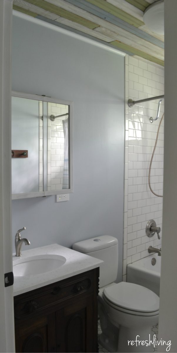 Bathroom Remodel With Beadboard Ceiling Dresser Vanity