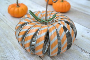 Mason Jar Ring Pumpkins with Washi Tape | Colorful DIY pumpkins with metal rings and wire