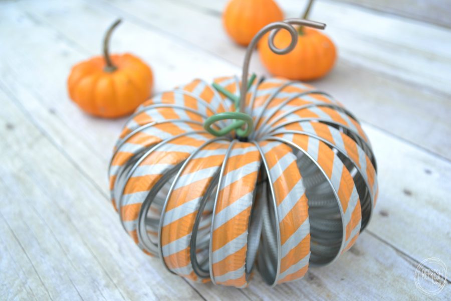 pumpkin craft using mason jar rings and washi tape