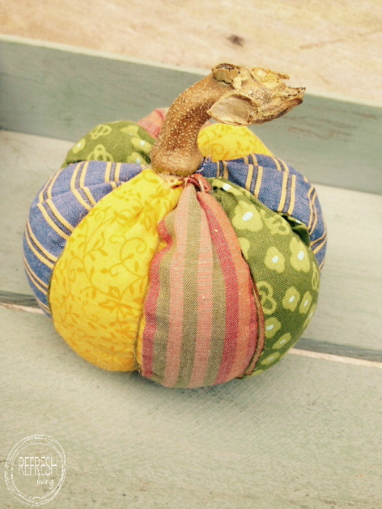 no sew fabric pumpkin with real stem