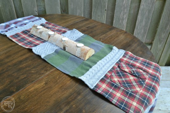 sweater and flannel table runner