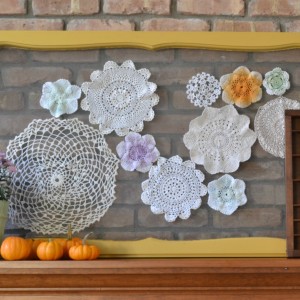 Upcycled Vintage Screen with Doilies
