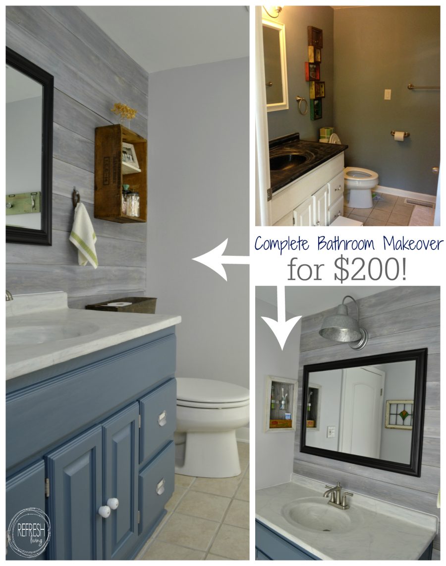 complete bathroom makeover for $200 | budget bathroom remodel | vintage rustic industrial bathroom | modern farmhouse bathroom