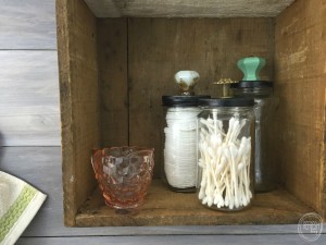 Upcycled Glass Jars into Bathroom Storage | Vintage Rustic Industrial Bathroom Makeover for $200