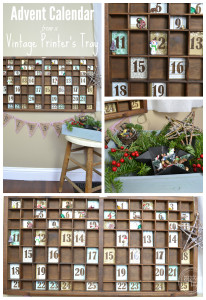 What a cool idea for an advent calendar - use a vintage printer's tray!