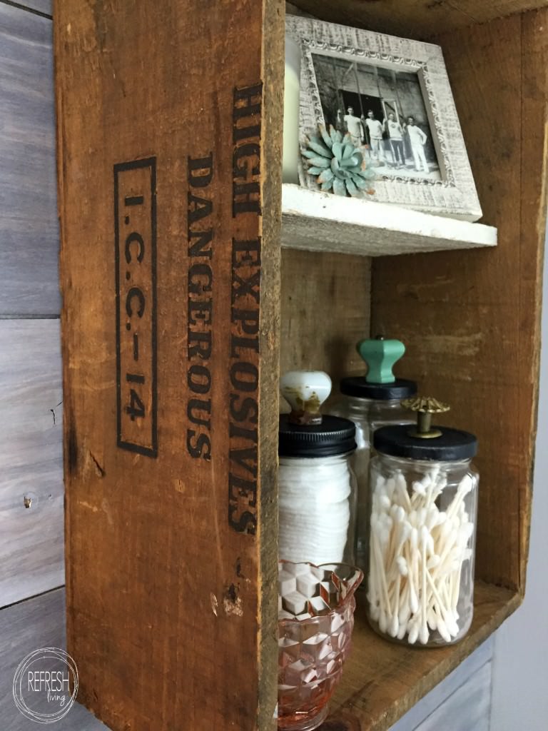 reuse old glass jars as decorative bathroom storage