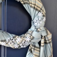 Easy winter wreath made with an old scarf