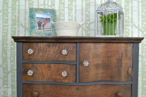 Painted and stained wood antique dresser | two toned dresser
