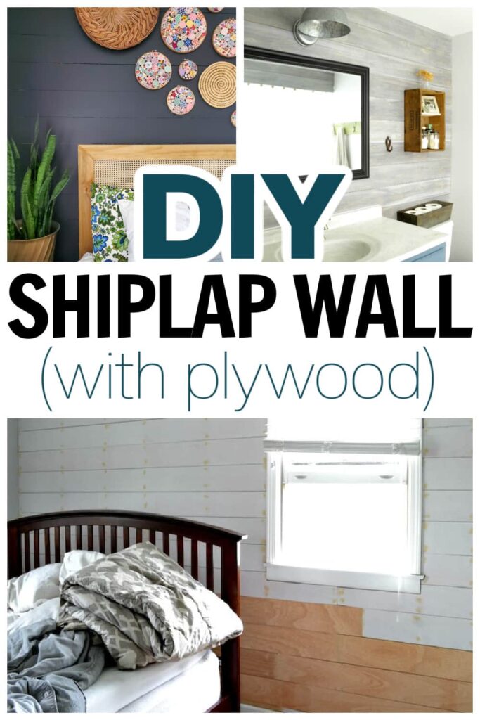 easy way to make a wood accent wall in your home by installing plywood panels to create the look of shiplap