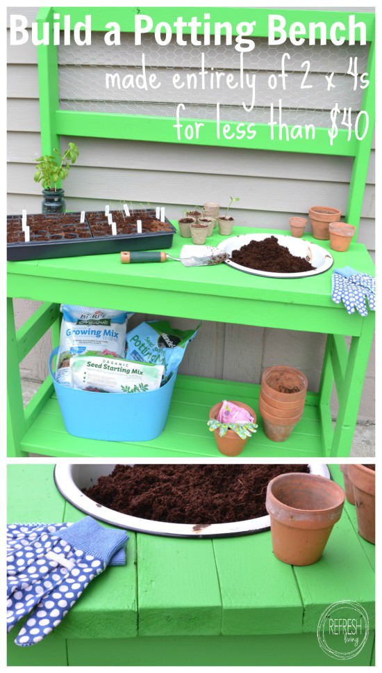 build a potting bench from 2 x 4s