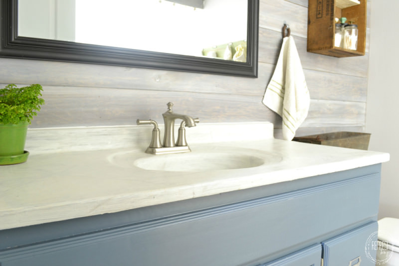 diy concrete counter top in white