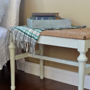 rustic DIY woven bench | take a chair or bench without a seat and make a woven top | how to weave twine into a seat