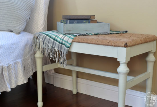 rustic DIY woven bench | take a chair or bench without a seat and make a woven top | how to weave twine into a seat