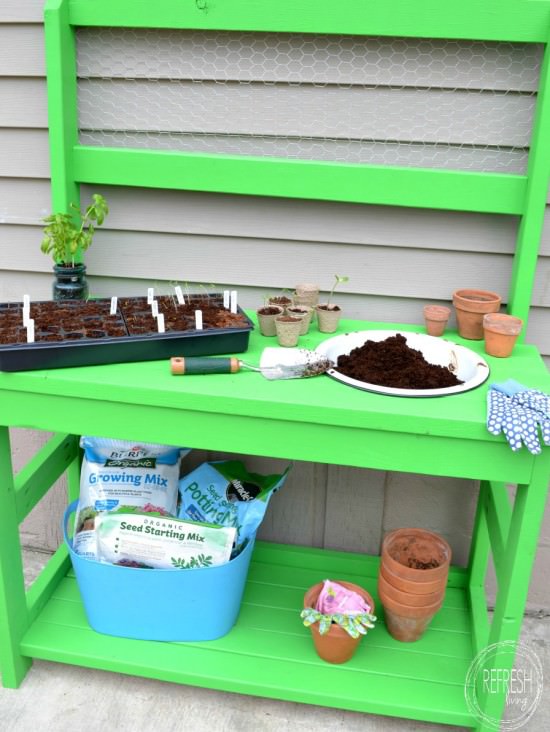 how to make your own potting bench with 2 x 4s
