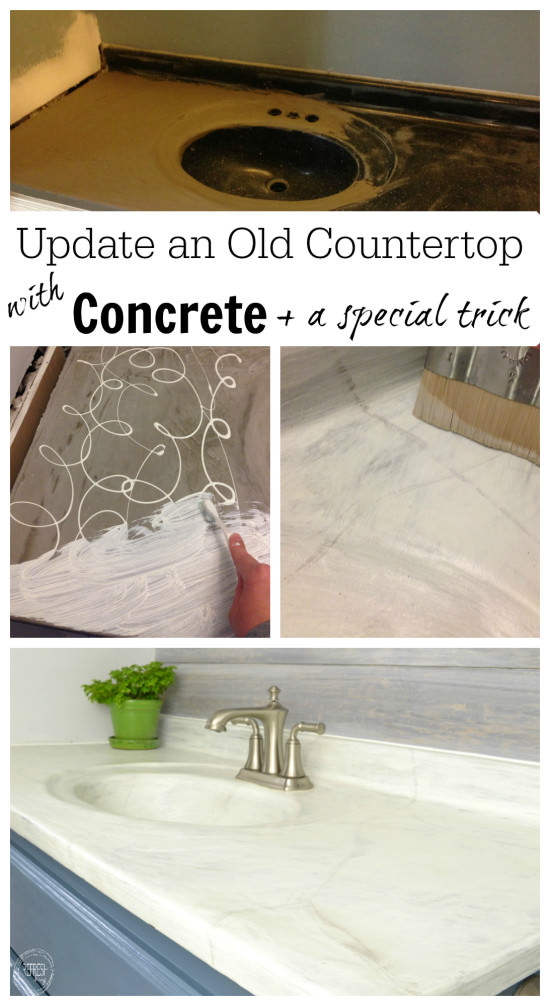 update an old countertop with concrete