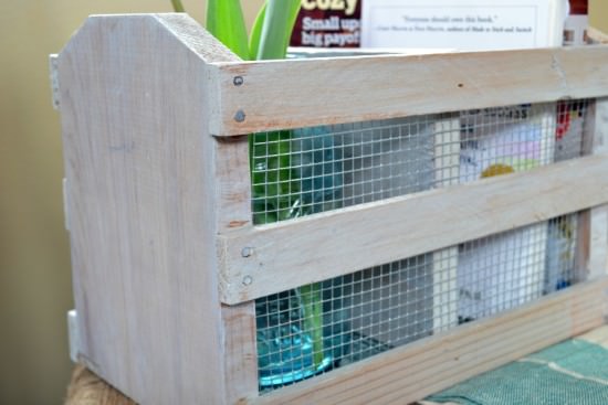 diy whitewashed crate with metal