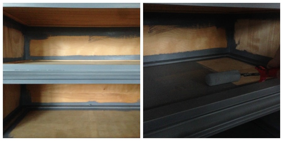 how to refinish a dresser without drawers by painting the inside of the drawer boxes