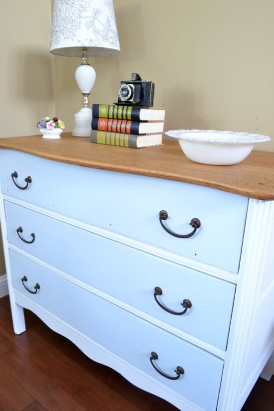 Two Toned Dresser With Natural Wood Top Refresh Living