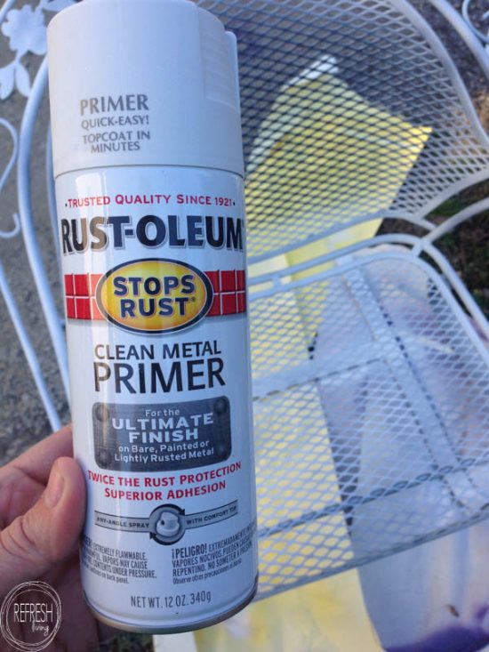 It's amazing how a little paint can transform a hand-me-down furniture set. This post shows how to hide those rust spots on metal chairs before painting, too!
