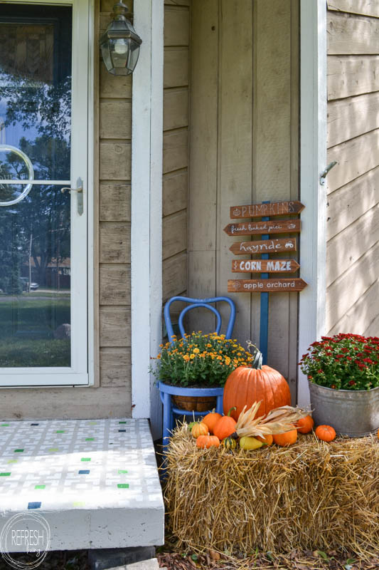 By planting my own pumpkins this year, I was able to save tons of money on fall decor. Here's how I decorated our front porch for the season on a budget.