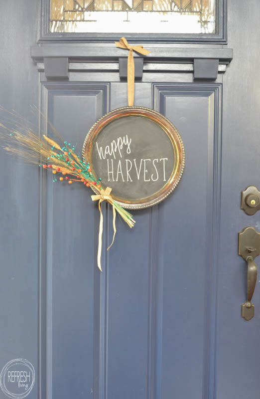 Chalkboard Platter Fall Wreath by Refresh Living