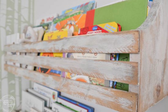 Look at how many books these shelves hold! I love how they don't take up floor space and look easy to build.
