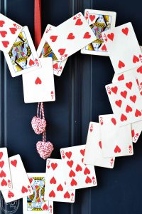 I don't usually decorate for Valentine's Day, but this wreath looks so easy! Time to save those decks of cards that are missing cards to use for this.