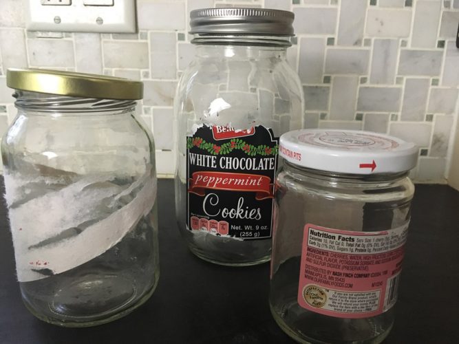 glass jars with stuck on labels - how to easily remove labels from glass jars