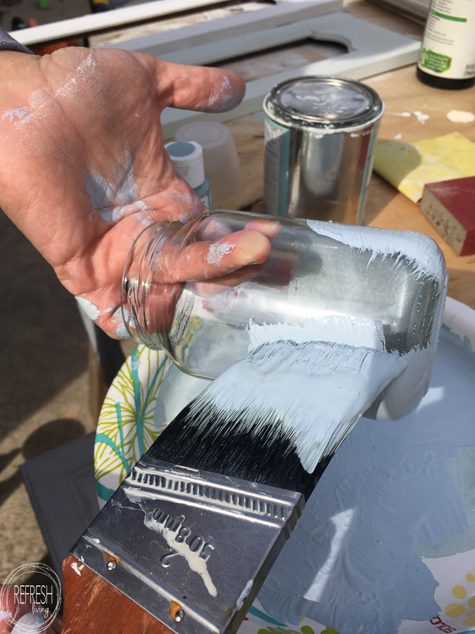 Finally! This chalk paint can be used on glass and will not wash off with water.