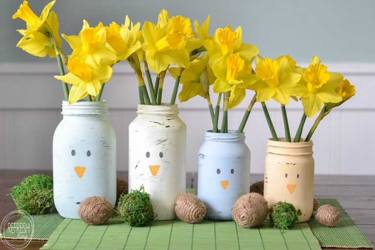 DIY Spring Centerpiece from Old Glass Jars