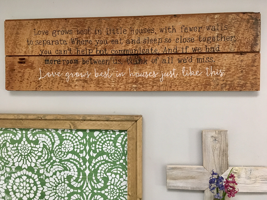 I love this sign for my little house. It looks great in this farmhouse gallery wall!