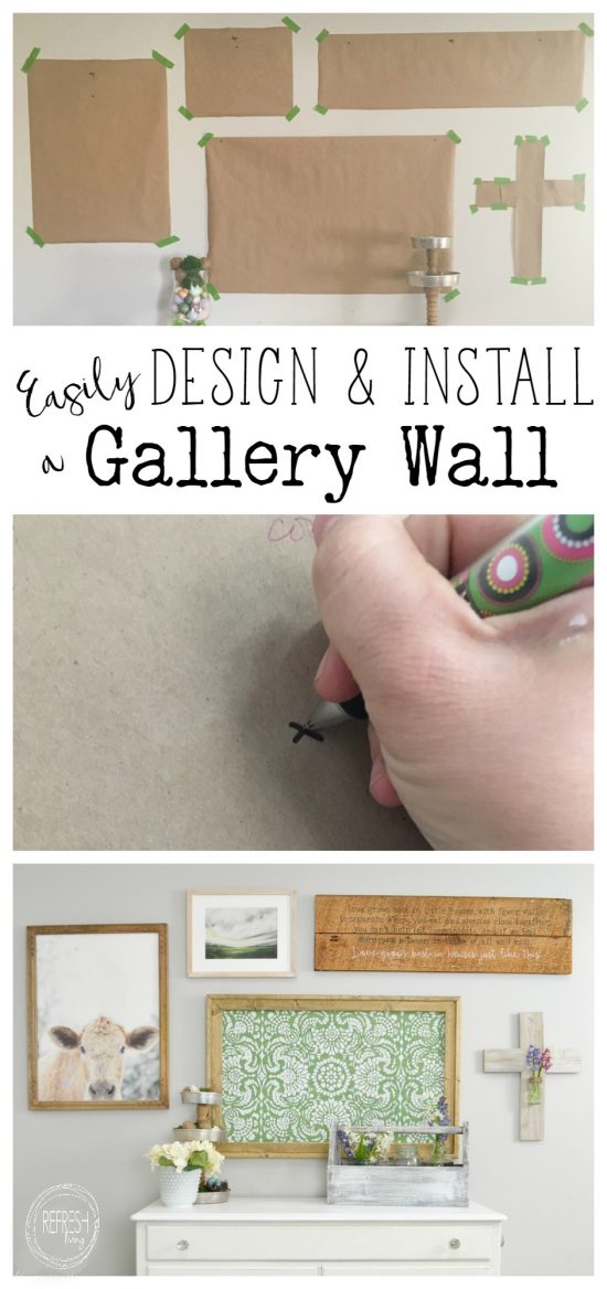 An EASY way to hang a gallery wall; this is just what I need! I love the farmhouse look to this gallery wall.