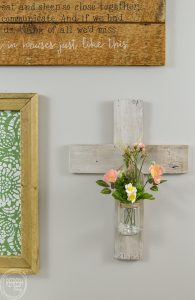 This is a great way to use up scrap wood and old glass jars. This post gives directions on how to make a wood cross using reclaimed wood or barn wood.