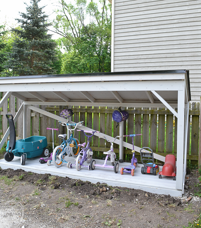 how to install roofing DIY project Backyard bike and toy ...