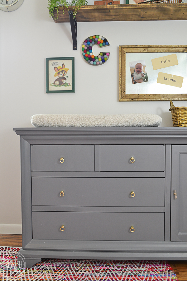 dresser changing table painted gray grey