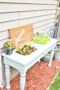 This is probably the easiest DIY raised garden bed I've ever seen. This would work great for lettuce and spinach.