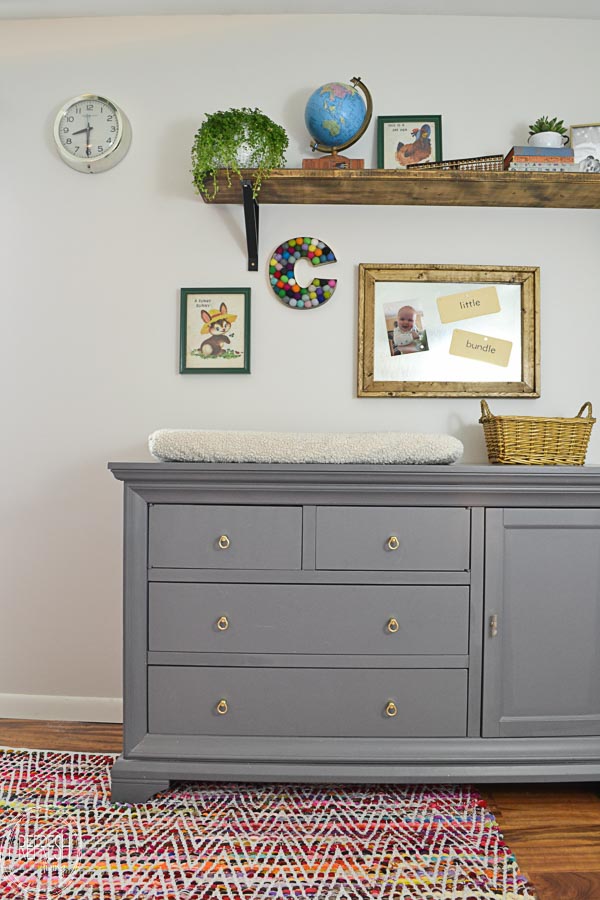 grey baby dresser with changing table