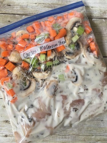 This Chicken and Mushroom Stew crock pot recipe is easy and delicious. It can even be frozen for a busy weeknight.