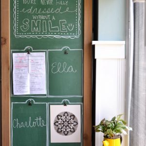Genius! Use the side of the fridge as a command center by painting it with chalkboard paint and making an easy DIY frame. The way the wood is attached to the side is definitely a smart idea!