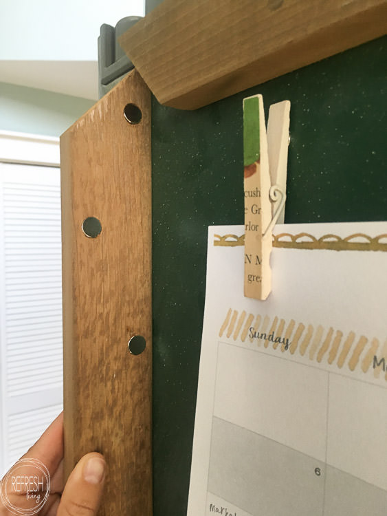 Turn the side of your fridge into a command center with chalkboard paint and a wood frame. 