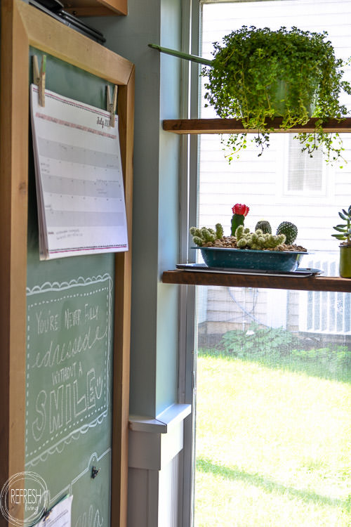 Turn the side of your fridge into a command center with chalkboard paint and a wood frame. 