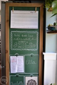 Turn the side of your fridge into a command center with chalkboard paint and a wood frame.