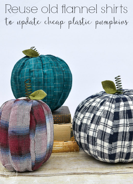 Well this is an easy way to update those cheap pumpkins! Plus, you can choose the fabric to match your decor.