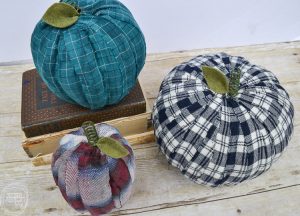 Well this is an easy way to update those cheap pumpkins! Plus, you can choose the fabric to match your decor.