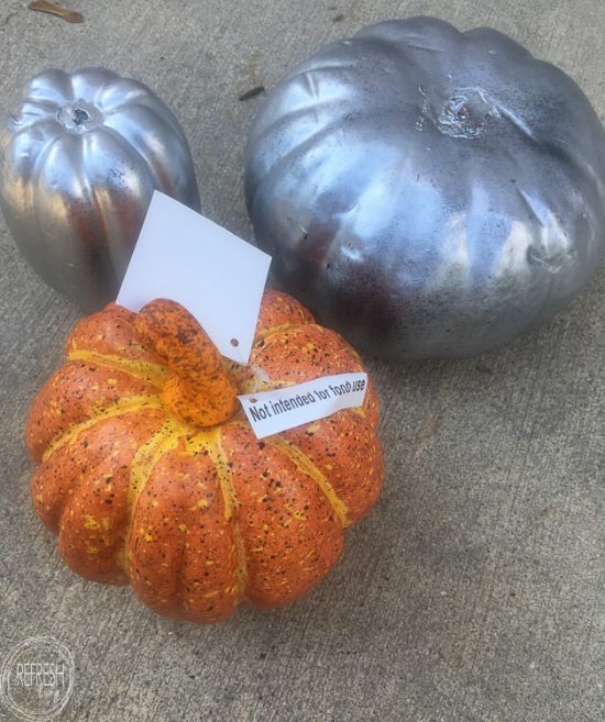 What a great way to update old fake pumpkins. 
